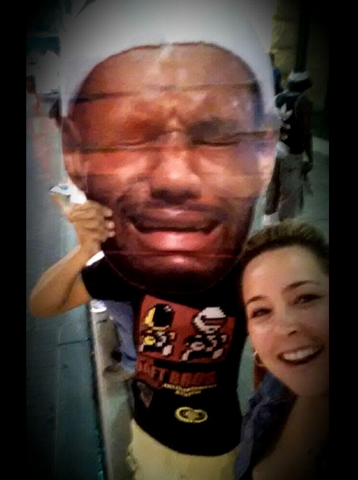 NACEOrg's tweet photo. Stephanie Swanz w/LeBron James in #NACE14 scavenger hunt. She, Chris Talley, Tracey Capehart won Macy's gift cards. http://t.co/CegdIWjtkx