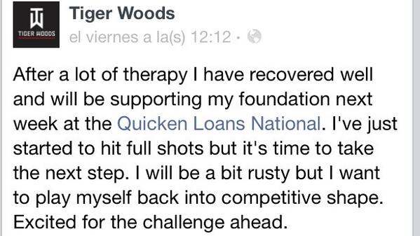 LisandroBorges's tweet photo. Preparándose para la #AGC: El mensaje de #TigerWoods sobre el regreso en su  página oficial: http://t.co/di1jSXbHRt http://t.co/wE5ikwkAbY
