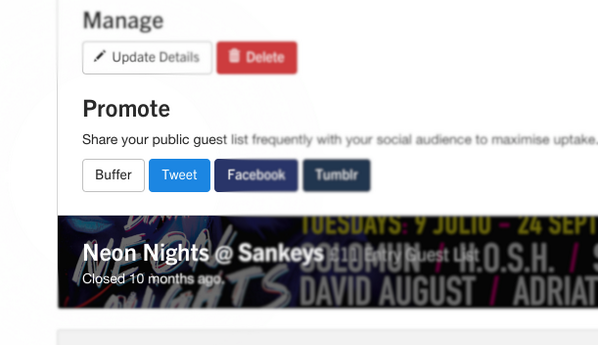GuestSort's tweet image. NEW!

Use @Buffer to share guest lists to multiple networks at set times, try it today:
 buff.ly/1nX69IN