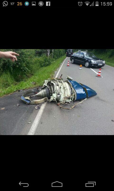 AviationSafety's tweet photo. Learjet 35A D-CGFI crashed near Elpe, Germany after mid-air collision with Eurofighter http://t.co/S8yj6J7MRn https://t.co/IJdxRxXFAG