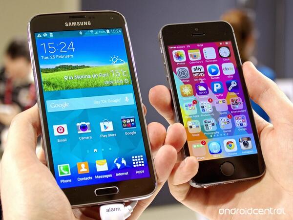 Solularmobile's tweet image. Comparing Iphone 5S and Galaxy S5 Source: androidcentral
