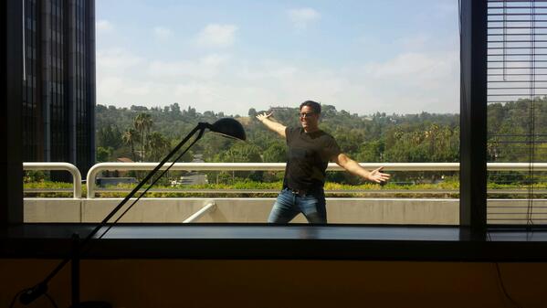 And already @Wondermasons is taking a sec to enjoy the view outside our new office. #batb