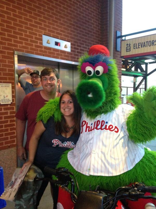 lastntsmakeup's tweet photo. We met the phanatic!! I rule at girl friending. @CleverWes #phillyfanphoto #phillies #hisfirsthomegame http://t.co/U5RRByCn0L