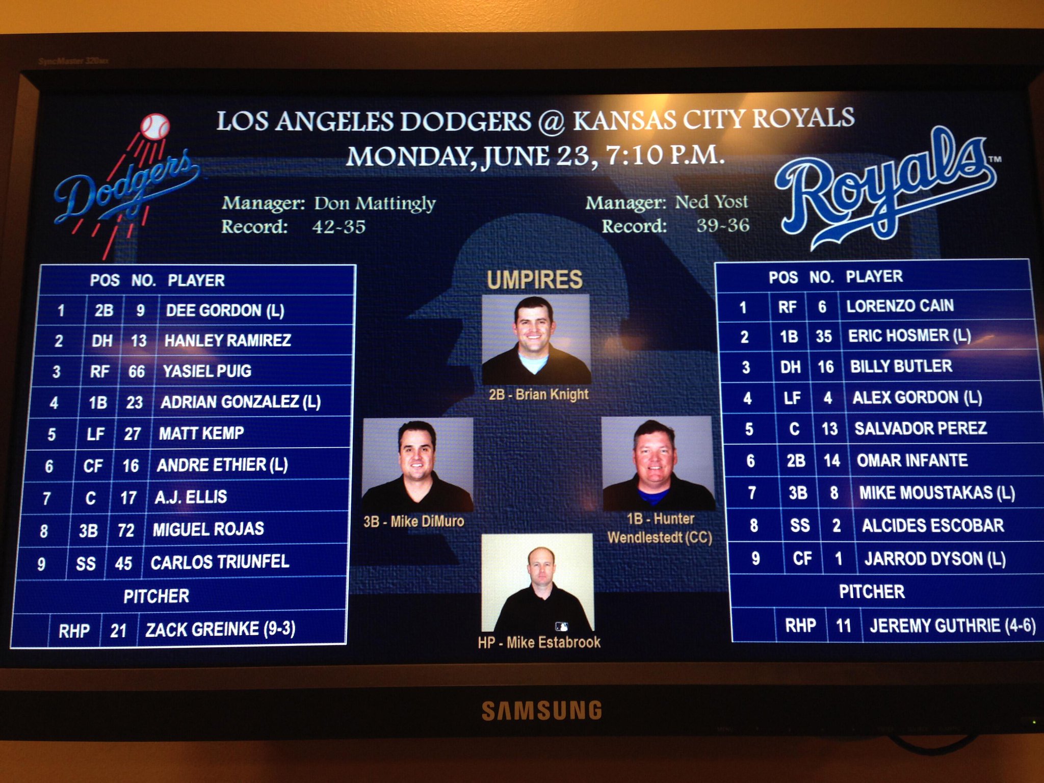Kansas City Royals on Twitter "Here's how the Royals will line up vs