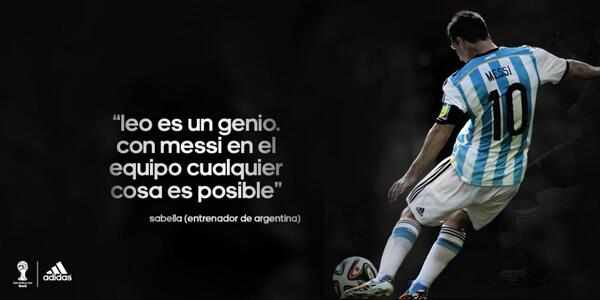 TeamMessi's tweet image. "Leo es un genio. Con #Messi todo es posible." - Sabella (entrenador de Argentina) - #allin or nothing #WorldCup