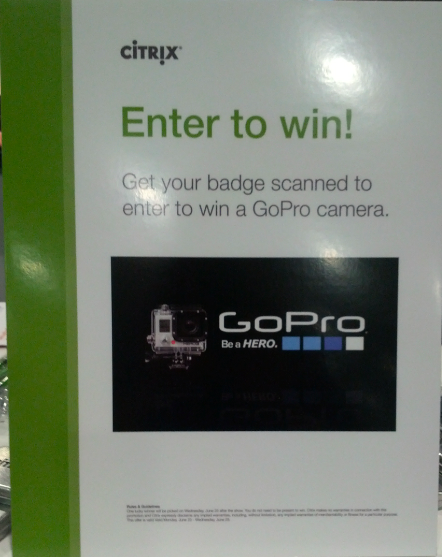 CitrixSecurity's tweet photo. Visit the Citrix booth at #GartnerSEC and enter to win a GoPro camera. http://t.co/3eLZS7RNt4