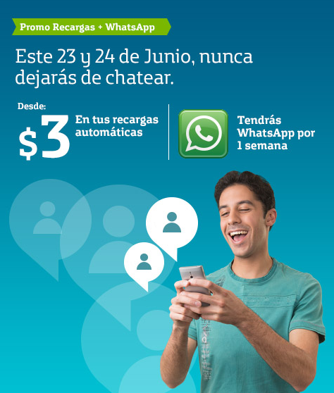 MovistarEC's tweet photo. #ComunidadMovistar ¡Pilas! este 23 y 24 de junio recarga desde $3 y recibes Whatsapp ilimitado por 1 semana. Dale RT http://t.co/ynFU452ezW