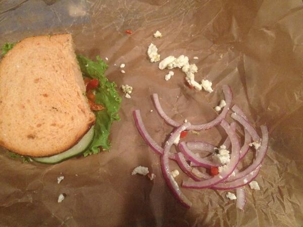 I asked for no onions and no cheese.  Thanks for being attentive <a href="/panerabread/">Panera Bread</a> !  #redonionsareawful