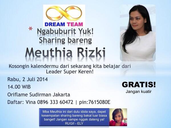 DreamTeamID's tweet photo. Nggak datang RUGI! Daftar: vina 089633360472 | Pin:7615080E @VinaNurhidayat @elysabethong @DTOptimizer http://t.co/g1ekXYBbBH