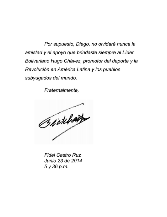 tlsurDeChilena's tweet photo. Carta de Fidel Castro a #Diego y @De_Zurda >>> http://t.co/KEH3jJ0hJv http://t.co/CpRfNAVYvM