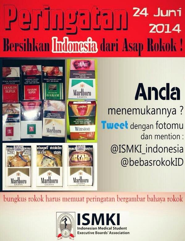Hari Rabu ini #24Juni2014 #SudahWaktunya peringatan tentang bahaya rokok ini lebih digalakkan lagi! <a href="/ISMKI_Indonesia/">Indonesian Medical Student</a>