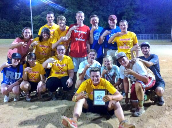EBCEagles's tweet photo. The Eagles played team softball tonight in clinching their first title since 2009! #BEASTWOOD #StartedFromTheBottom http://t.co/KYQEdriJ2G