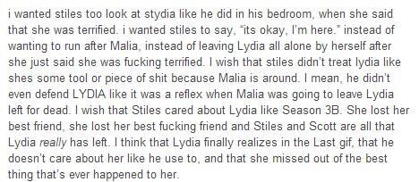 Howlin4Stiles's tweet photo. When Jeff wanted to crush #Sterek he took away all their scenes &amp; now with #Stydia he's makin Stiles act like a jerk😠 http://t.co/ekuJpYIKWH