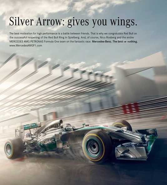 Mercedes trekt lange neus naar RedBull in advertentie:))