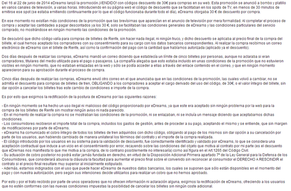 _Cheiw_'s tweet photo. #estafaedreams Me ha llegado esta reclamación de un usuario. Creo que debería llegar a todos. RT http://t.co/ydOxGd5EA1