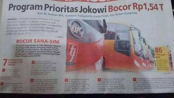 RT @SistaAgni: Isi kepalanya bocor gak? "@fre55ha: Program Prioritas @jokowi_do2 Bocor Rp 1,54 T #BusWayJokowiBocor "