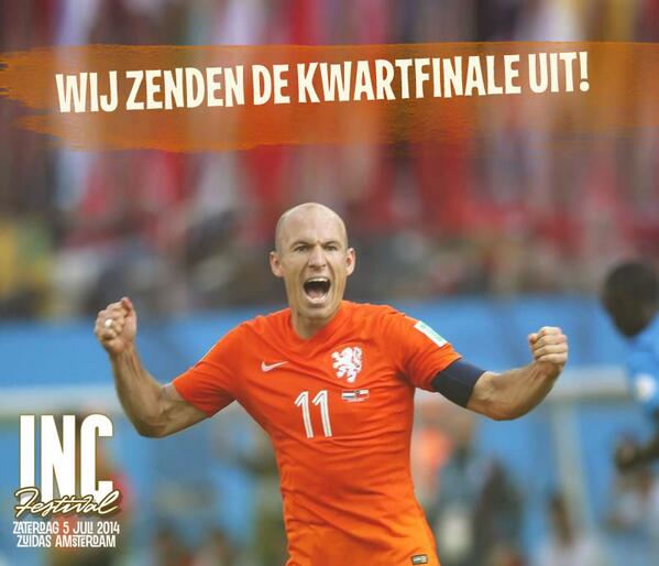 INCFESTIVAL's tweet photo. Omdat #INCFESTIVAL volste vertrouwen heeft in onze jongens, zenden wij de WK kwartfinale uit! http://t.co/i5PTQHbhLN