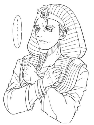 今日ファラオのこと呟いたからファラオライアン描いた。なんで描いたんだ…。 