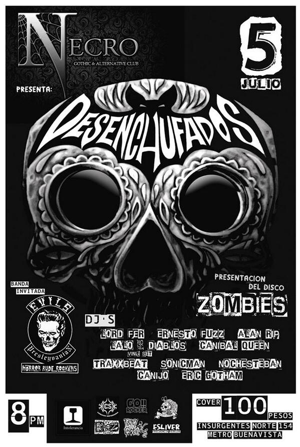 IHUMAPERVERS's tweet photo. PRESENTACIÓN DEL DISCO @DESENCHUFADOSS en el Necro Gothic &amp; Alternative Club este próximo sábado 5 de Julio 2014!! http://t.co/lB0UFVzkLU