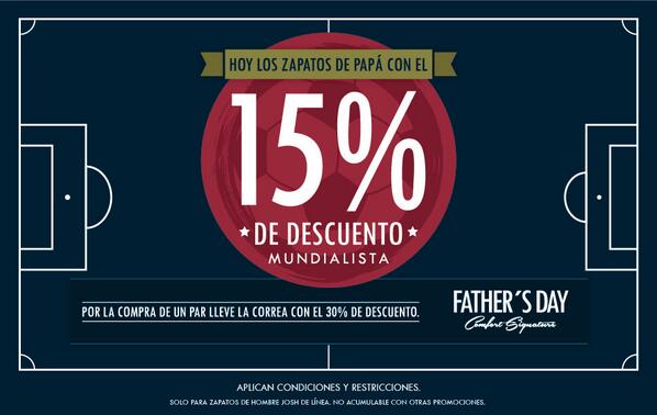 JoshTrends's tweet photo. Vive la fiebre mundialista y regálale a papá lo mejor el día de HOY con el 15% de descuento en JOSH. http://t.co/30WZWZWVlQ
