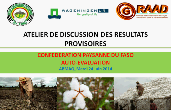 GRAAD_Burkina's tweet photo. #FARMAF #Evaluation #Confédération paysanne du Faso. Le GRAAD a présenté les premiers résultats de l'étude à l'ABMAQ http://t.co/OX9C2NIGk7