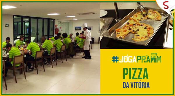 sadia's tweet image. Vitória do Brasil! E adivinha com o que eles comemoraram? #PizzaDaVitóriaSadia #JogaPraMim goo.gl/WY0xDE