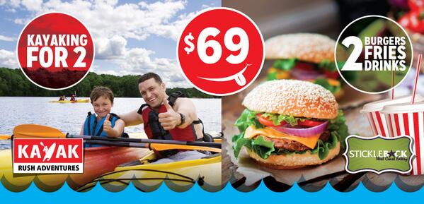 #YYJ &amp; #Sooke,we have a Kayaking Rentals &amp; Meal for Two <a href="/Sticklebackeats/">Stickleback Eatery</a> Special for $69.00! goo.gl/F8aYQu