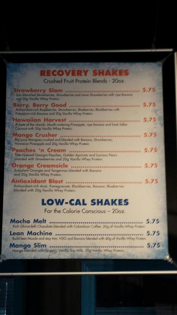TheGYMdbq's tweet photo. Check out our recovery shakes and Low Calorie choices! http://t.co/RugS6lMHMH