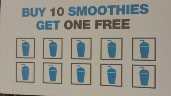 TheGYMdbq's tweet photo. Can't get enough of our smoothies? Grab one of these and get one free after you buy just 10! http://t.co/yRAivryF84