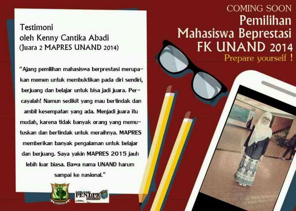 COMING SOON.. !!!! PEMILIHAN MAHASISWA BERPRESTASI FK UNAND 2014 <a href="/bemkmfkunand/">BEM KM FK UNAND</a>