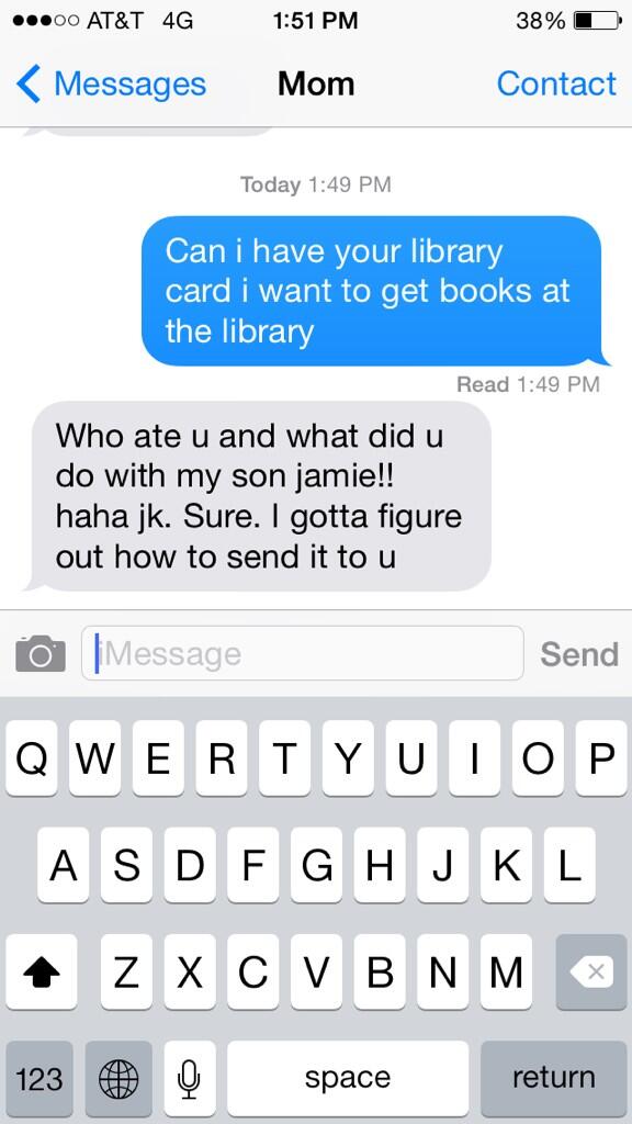 threalslimjamie's tweet image. This is my moms reaction when I tell her I want to get books #idontread