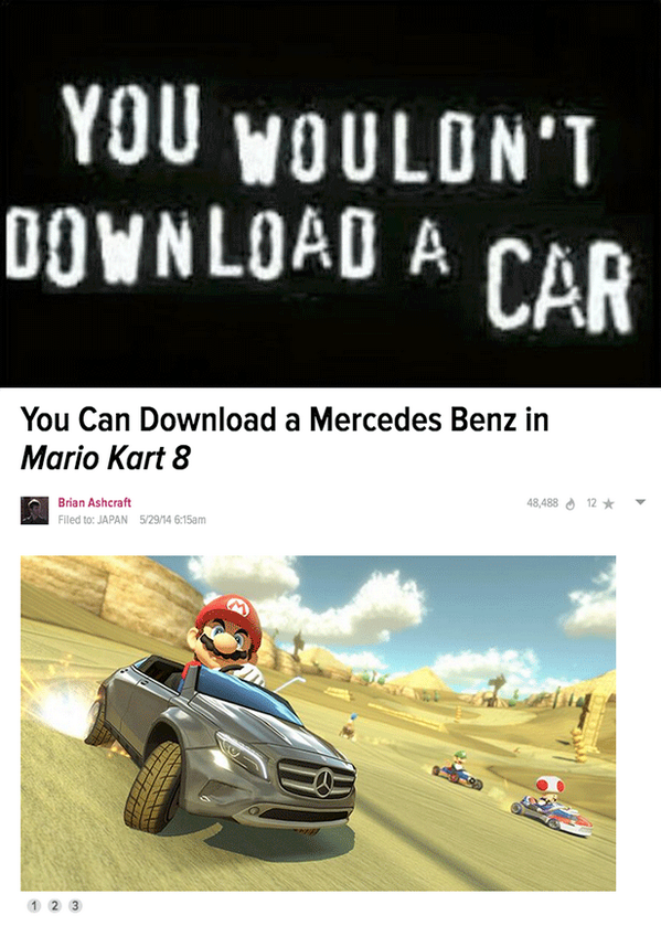 Vikkstar123 ☆ on Twitter: "You wouldn't download a car? http://t.co/XJBkjDTea2"  / Twitter