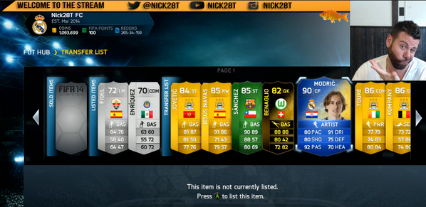 Nick28T's tweet photo. TOTS Modric GIVEAWAY on XBOX or PSN! RT this and follow my YT -> https://t.co/wsIeQT7ANI for a chance to win! http://t.co/mehAgac8nk