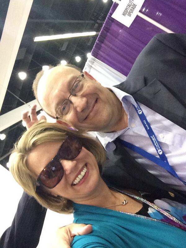 genevarinehart's tweet image. One more from the show floor with Carl Weldon, HOSPA. Day 1 - done! #HITEC