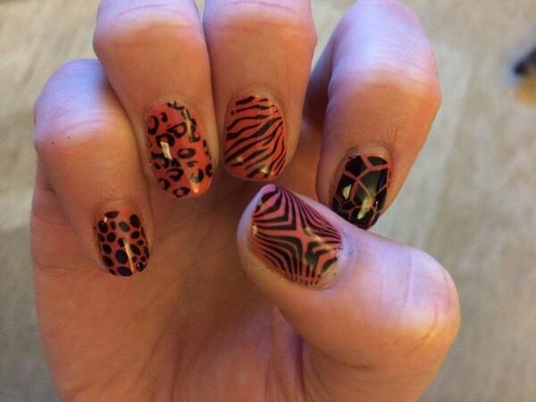 PocketPolly30's tweet photo. Couldn't decide which animal print to do, so did them all! #cndshellac #nailart http://t.co/LfK8ngWdy9