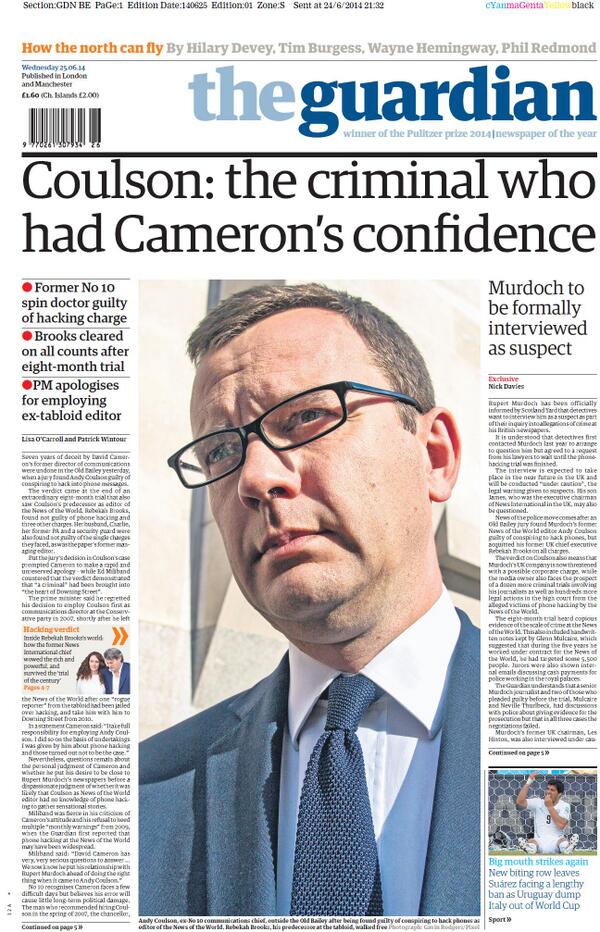 piersmorgan's tweet photo. I'm sure there's nobody currently working at the Guardian who's ever broken the law, right? > http://t.co/NpmXJbsq34
