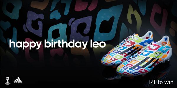 TeamMessi's tweet image. #HappyBirthdayMessi - RT to win a signed pair of exclusive @adidasfootball birthday #F50’s! #allin or nothing