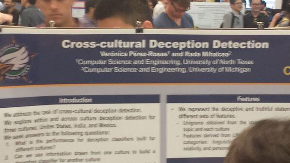 gplynch's tweet image. #acl14nlp Lies, damn lies and statistical classifiers. Cross cultural deception detection in text #nlproc