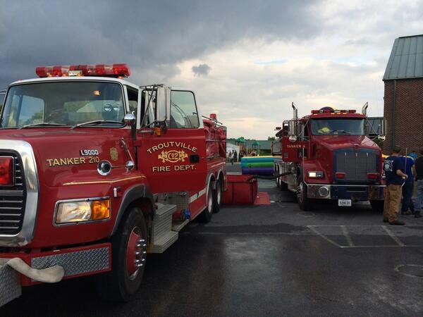 Tanker 4 and Tanker 2 supply water for Fincastle Baptist church for water day
