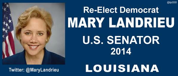 bjs5555's tweet photo. Re-Elect SENATOR MARY LANDRIEU @MaryLandrieu #LA KOCH Bros. spending $$ to take. Keep Democratic Senate Majority! http://t.co/RBkrsD8Q5M