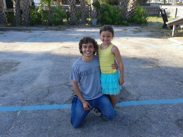 Bailey with @JansenBaker on the set #Themartialartskid. He got down to take a pic bc he said she was cute! So sweet!