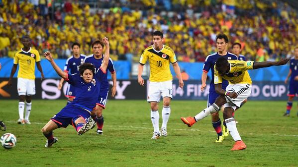 FIFAWorldCup's tweet photo. WATCH: Relive @FCFSeleccionCol's 4-1 win over @jfa_samuraiblue here #WorldCup #JPNCOL - http://t.co/nyfBWWsFns http://t.co/90nrOcIPZ5