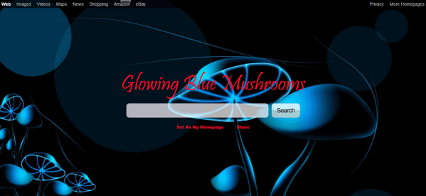 Get this Glowing Blue Mushrooms Google Homepage theme as your Google Homepage in 3 easy Steps tinyurl.com/ljrw5es