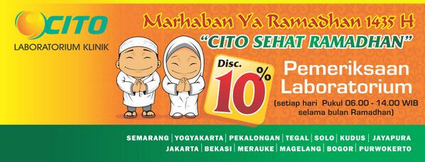 lab_cito's tweet photo. @infoSMG @detikHealth Ramadhan Sehat, Ramadhan Berkah, Khusyu' Beribadah bersama Lab.Klinik CITO, DC10% slma Rmadhan http://t.co/T1t2mr6I56