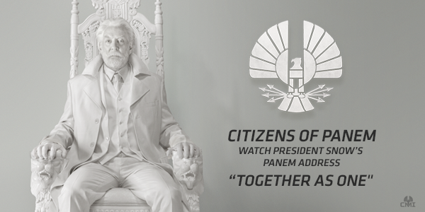 #OnePanem CITIZENS: The Capitol mandates viewing of President Snow's official Panem Address: TheCapitol.PN.
