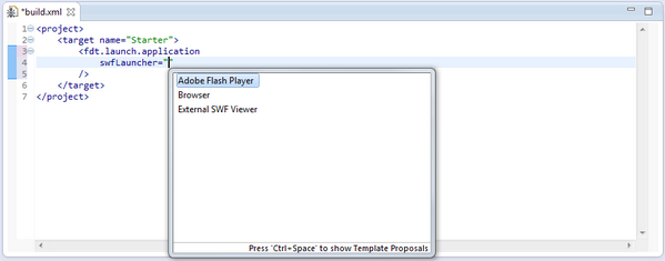 FDT_IDE's tweet image. Did you know we have AutoCompletion for you even in the ANT tasks now? #ant #fdt #flashdev