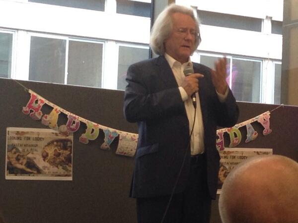 AC Grayling stands in front of the famous Flying Spaghetti Monster posters of <a href="/sbatheistsoc/">LSBU Atheist Society</a>