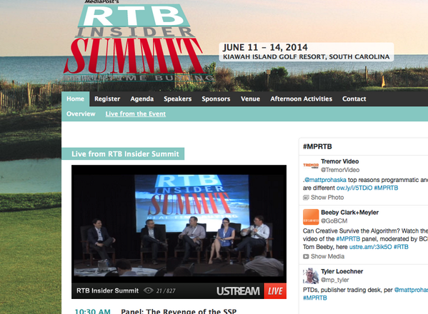 MediaPost's tweet photo. Are you watching the #RTB Insider Summit? Tune in now! http://t.co/AQL4oYD8yn #MPRTB http://t.co/czgkT8qV3A