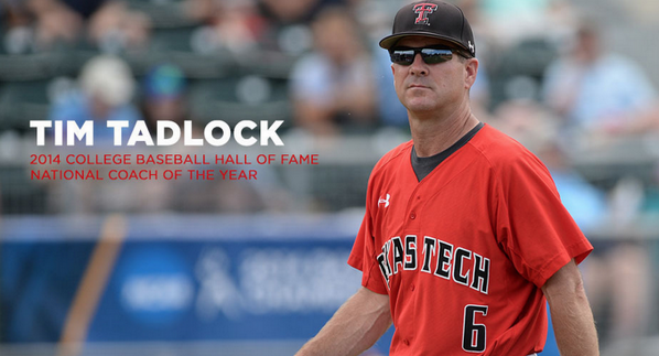 collegead's tweet photo. Texas Tech @TechAthletics head baseball coach Tim Tadlock wins National Coach of the Year http://t.co/DaWKxGQvcS http://t.co/8JMlhAzhlL