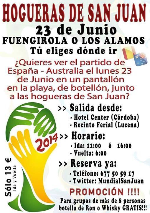 mundialsanjuan's tweet photo. ULTIMA semana para reservar el VIAJE HOGUERAS SAN JUAN! Salidas xla mañana y xla tarde! RT y te descontamos 1€ http://t.co/4252T8iOHy